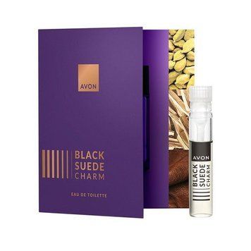 Avon Листівка з пробним зразком Туалетної води Black Suede Charm, 0.6 мл 1555323 фото