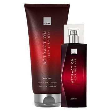 Avon Набір Attraction Deep Instinct для нього, (75 мл + 200 мл) 9805136 фото